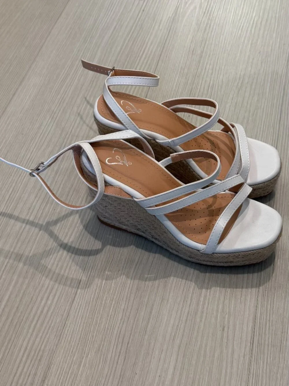 Windsor: White Strappy Espadrille Platform Wedge Sandals - Size 6